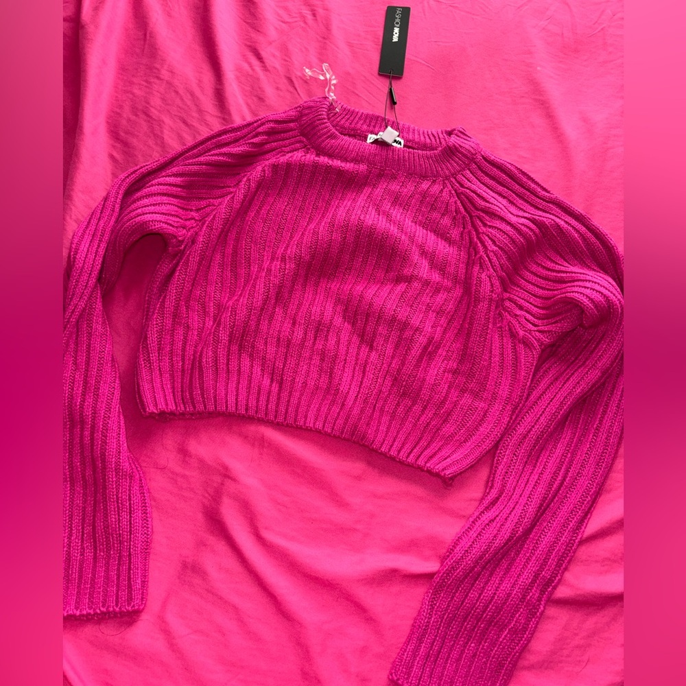 Hot pink cropped sweater